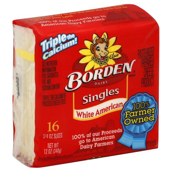 Borden Dairy Singles White American Cheese Product (16 ct)