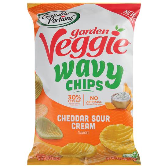 Sensible Portions Garden Veggie Chips Wavy Cheddar Sour Cream Flavored