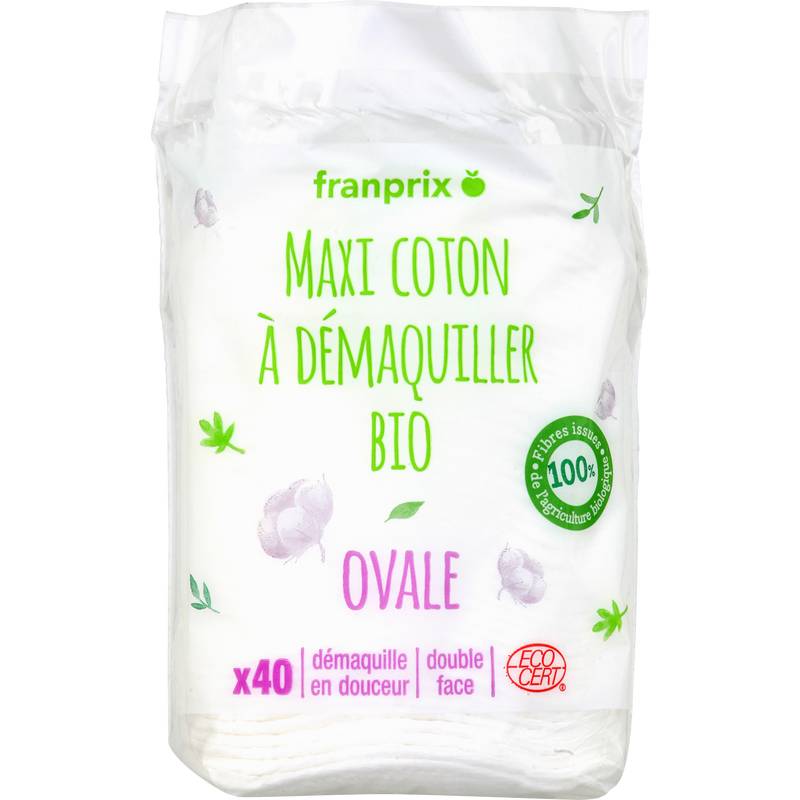 Franprix - Maxi coton à démaquiller ovale bio (40)