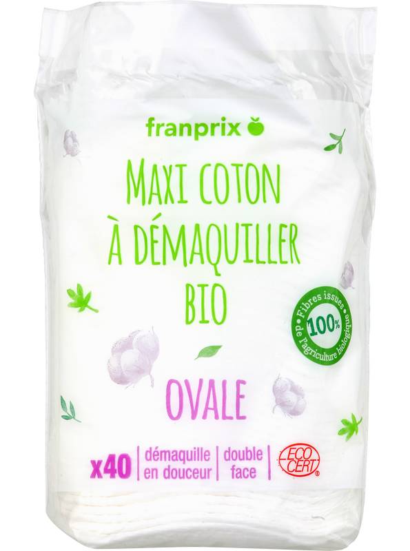 Franprix - Maxi coton à démaquiller ovale bio (40)