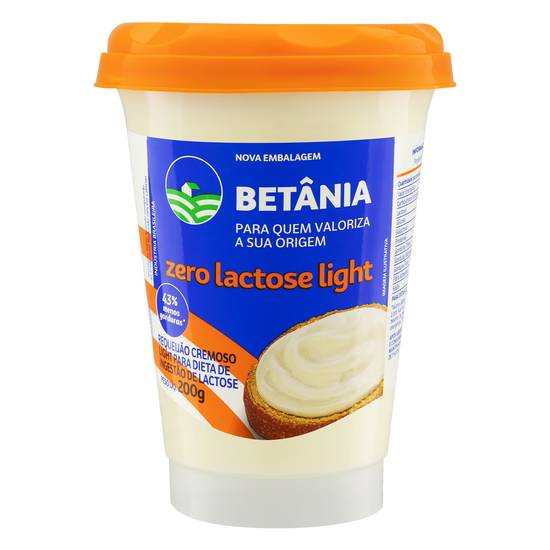 Betânia requeijão cremoso light sem lactose (200g)