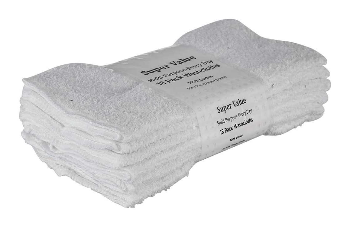 Comfort Bay Super Value Multi Purpose Washcloths, 11x11 in, Assorted (18 ct)