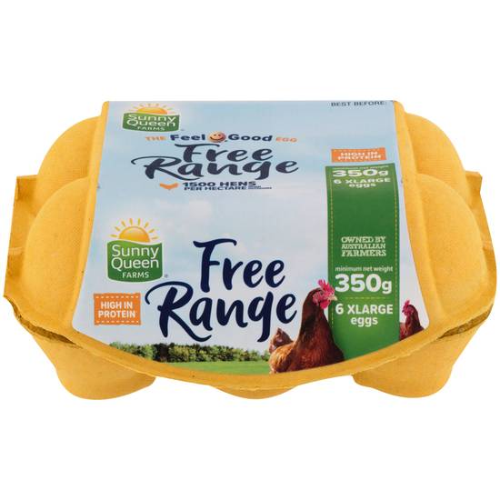 Sunny Queen Free Range X Large Eggs 6 pack 350g
