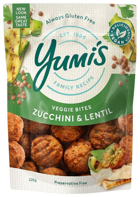 Yumi's Gluten Free Zucchini & Lentil Veggie Bites 225g