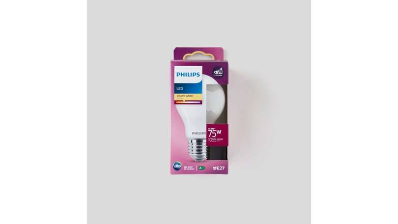 Philips Ampoule LED standard E27 8,5 W-75W blanc chaud L'unité