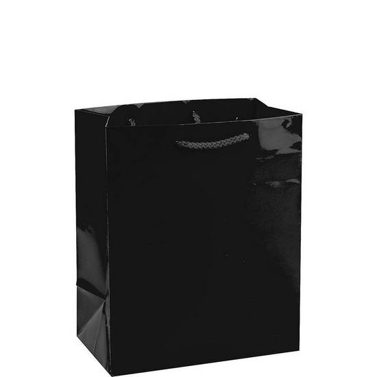 Medium Glossy Black Gift Bag, 7.75in x 9.5inA