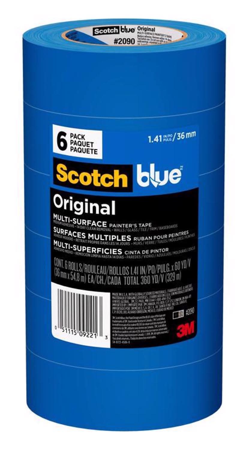 Scotchblue 1.41 In. W X 60 Yd L Blue Medium Strength Original Painter'S Tape 6 Pk
