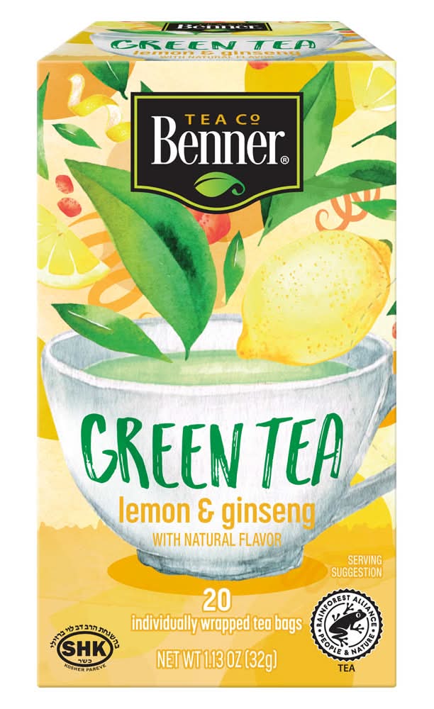 Benner Green Tea Bags, Lemon & Ginseng (1.13 oz, 20 ct)