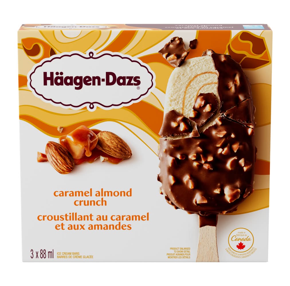 Häagen-Dazs Ice Cream Bars, Caramel Almond Crunch (3 x 88 ml)