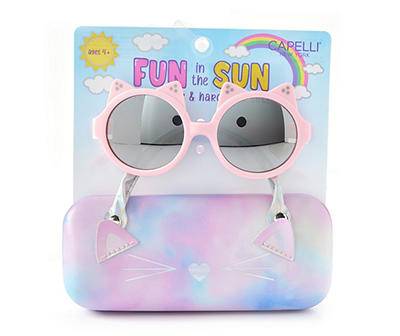 Pink Cat Kids' Sunglasses & Hard Case