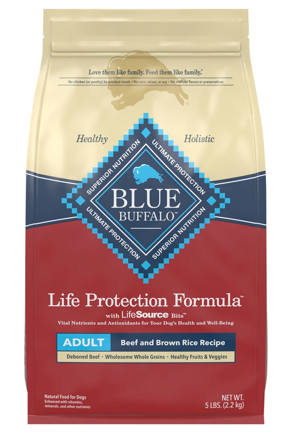 Blue Buffalo Life Protection Formula Natural Food For Dogs, Beef and Brown Rice, Adult (5 lbs)