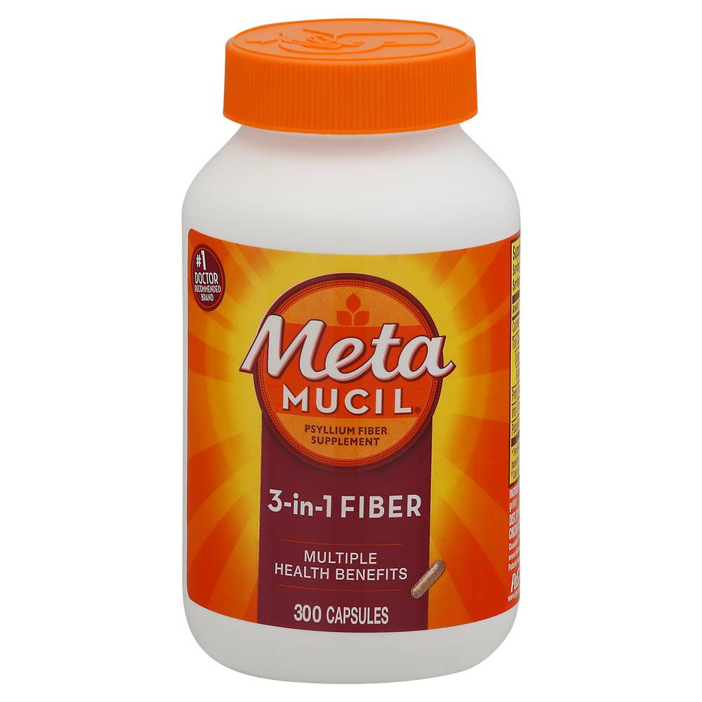 Metamucil 3-in-1 Psyllium Fiber Supplement (300 capsules)