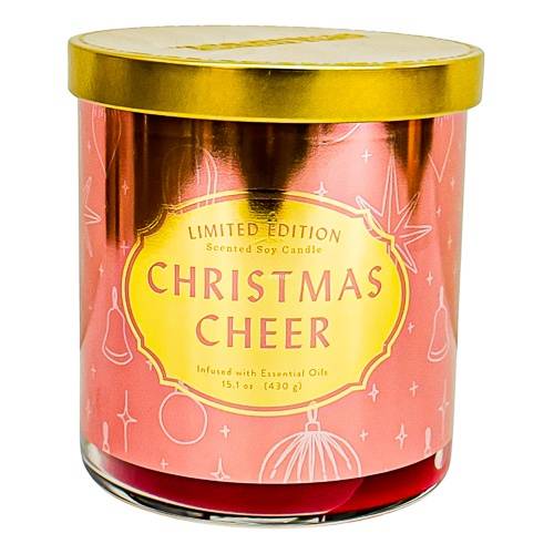 15.1oz Limited Edition Lidded Glass Jar 2-Wick Christmas Cheer with Printed Scene Label Clove Candle - Opalhouse™