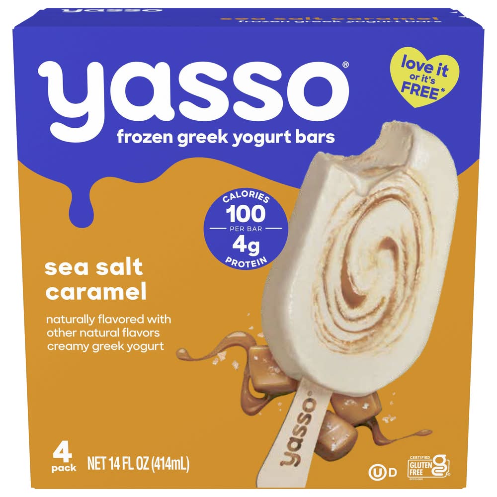Yasso Frozen Greek Yogurt Bars, Sea Salt-Caramel (14 fl oz, 4 ct)