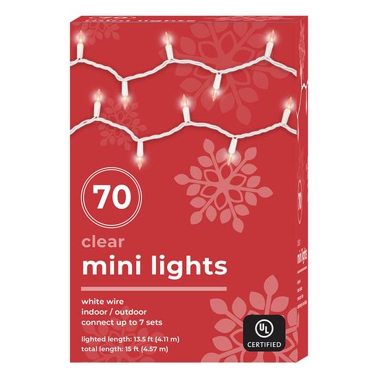 Mini Light Set With White Wire - Clear, 70 ct