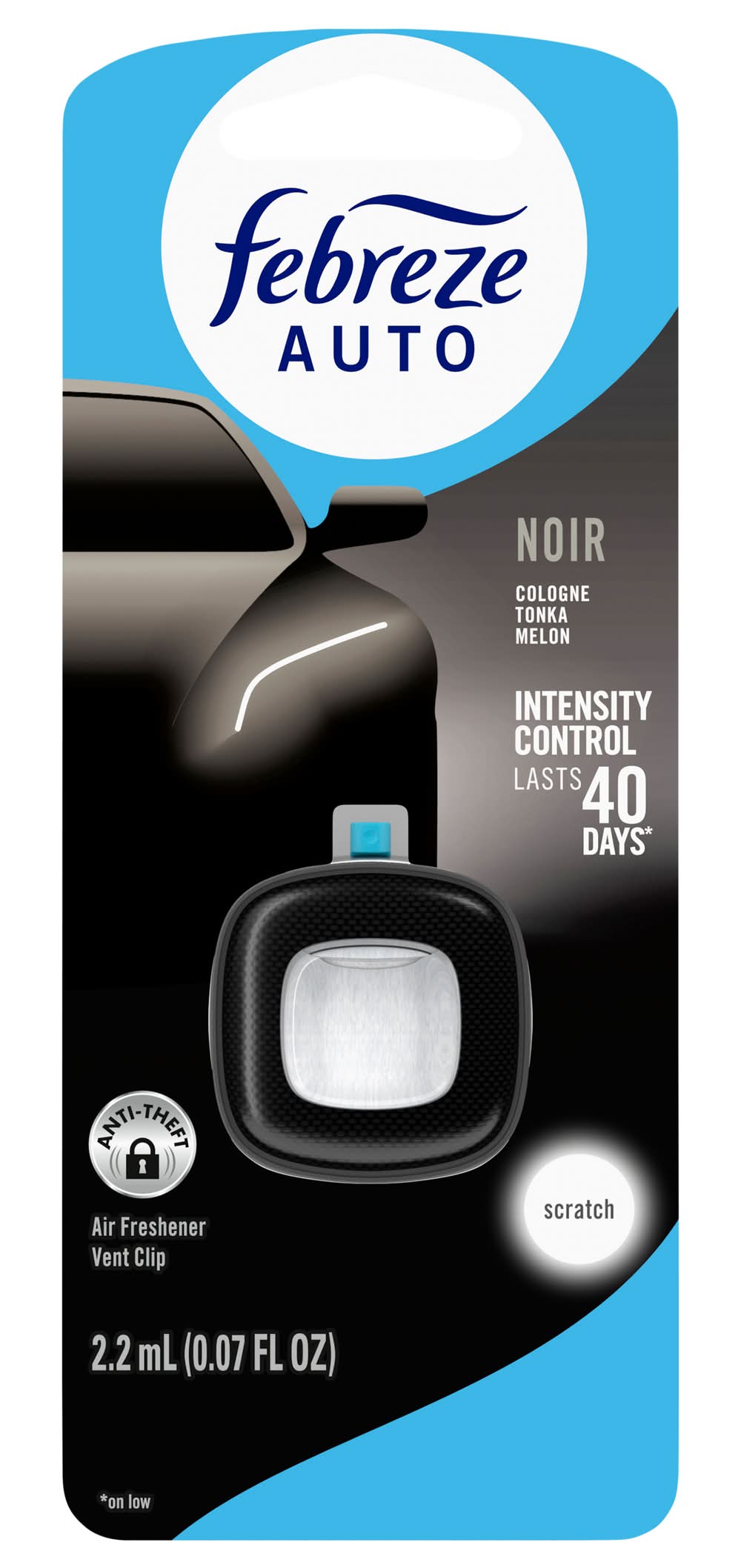 Febreeze Auto Air Freshener Vent Clip, Noir
