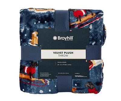 Broyhill 50" X 60" Dog Sled & Snow Velvet Plush Throw, Assorted