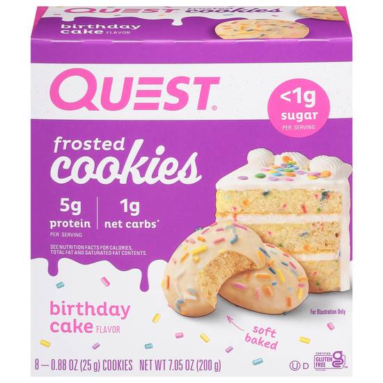 Quest Birthday Cake Flavor Frosted Cookies (8 ct)