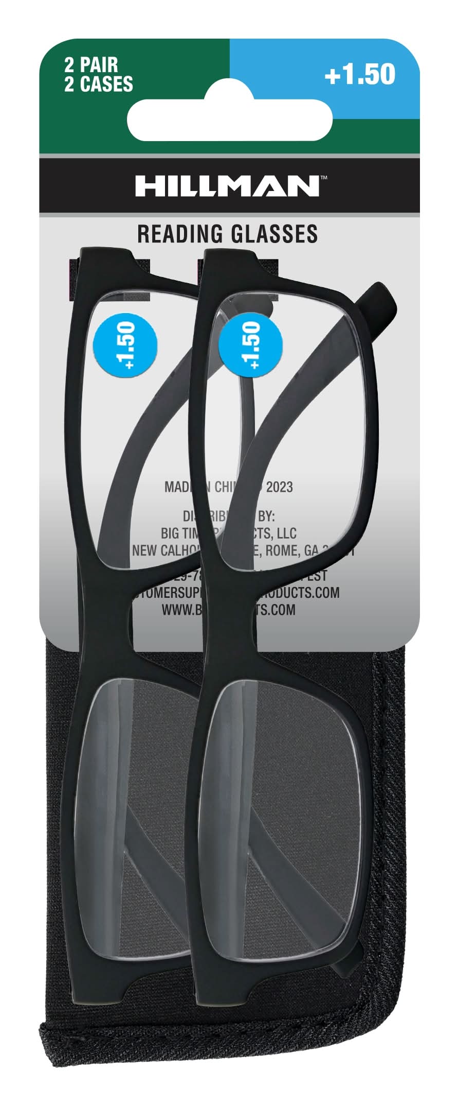 Hillman 2-Pair Value Pack Adult unisex Black Plastic Reading glasses