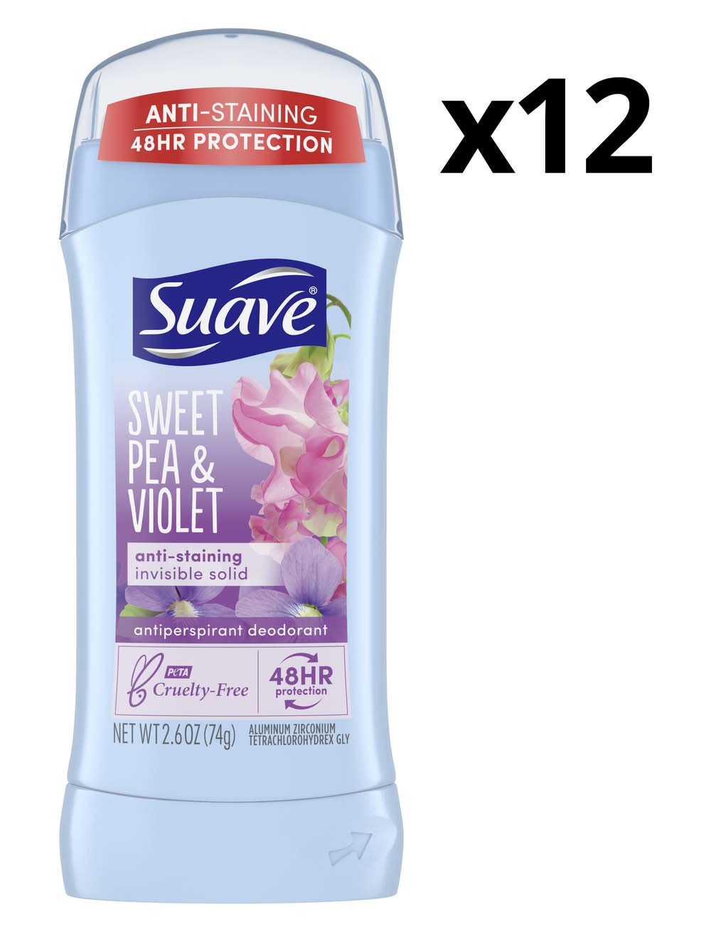 Suave Sweet Pea & Violet Scent Invisible Solid Antiperspirant Deodorant (2.6 oz)