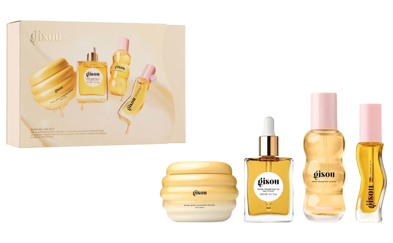 Gisou Glow All The Way Hair and Lip Gift Set