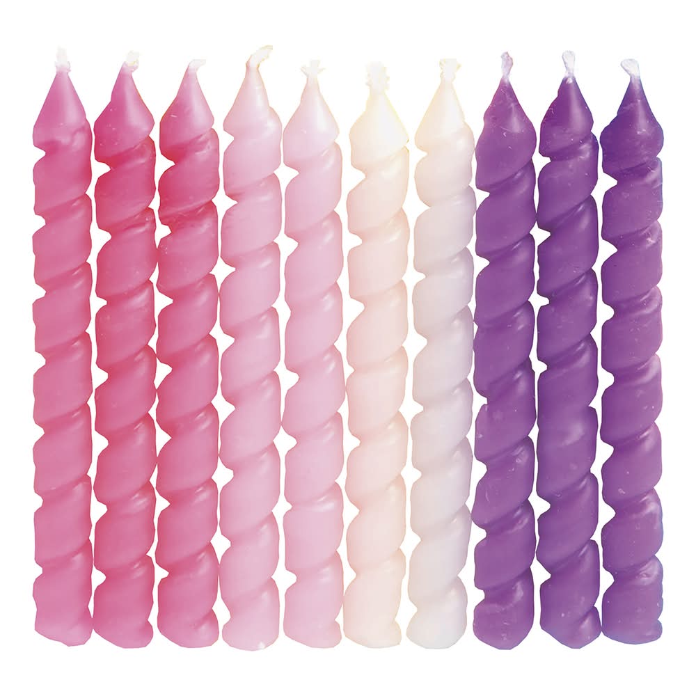 Spiral Birthday Candles 10-Count - Pink/Purple Pink Purple