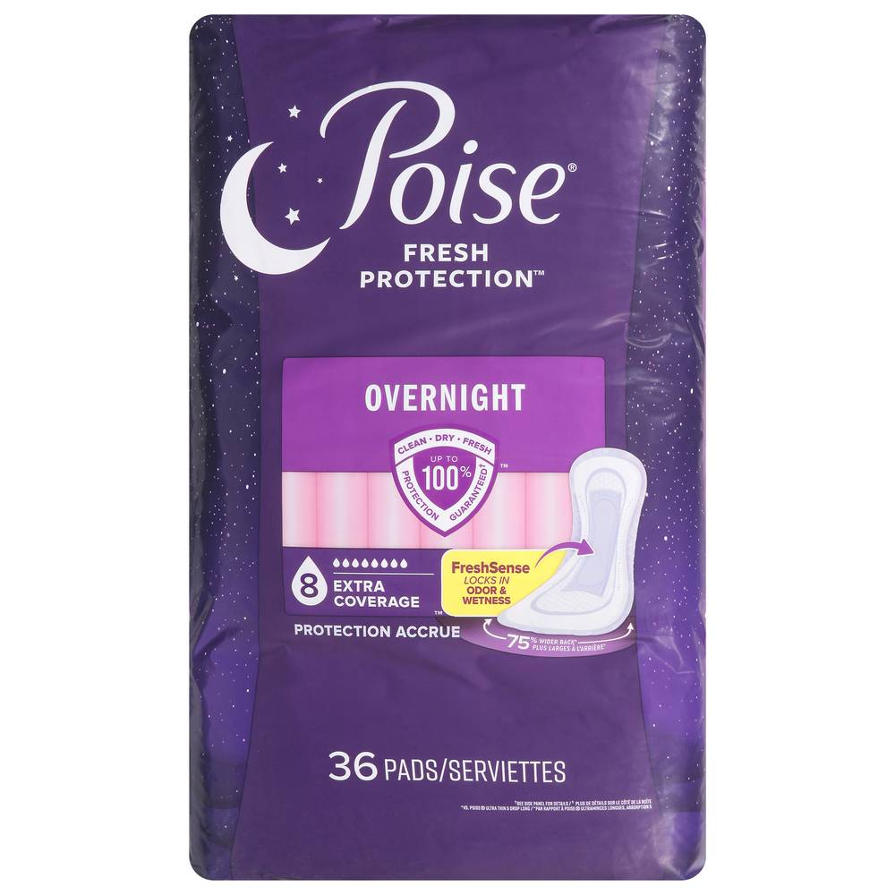 Poise Incontinence Pads & Postpartum Incontinence Pads Overnight Absorbency, Extra-Coverage Length