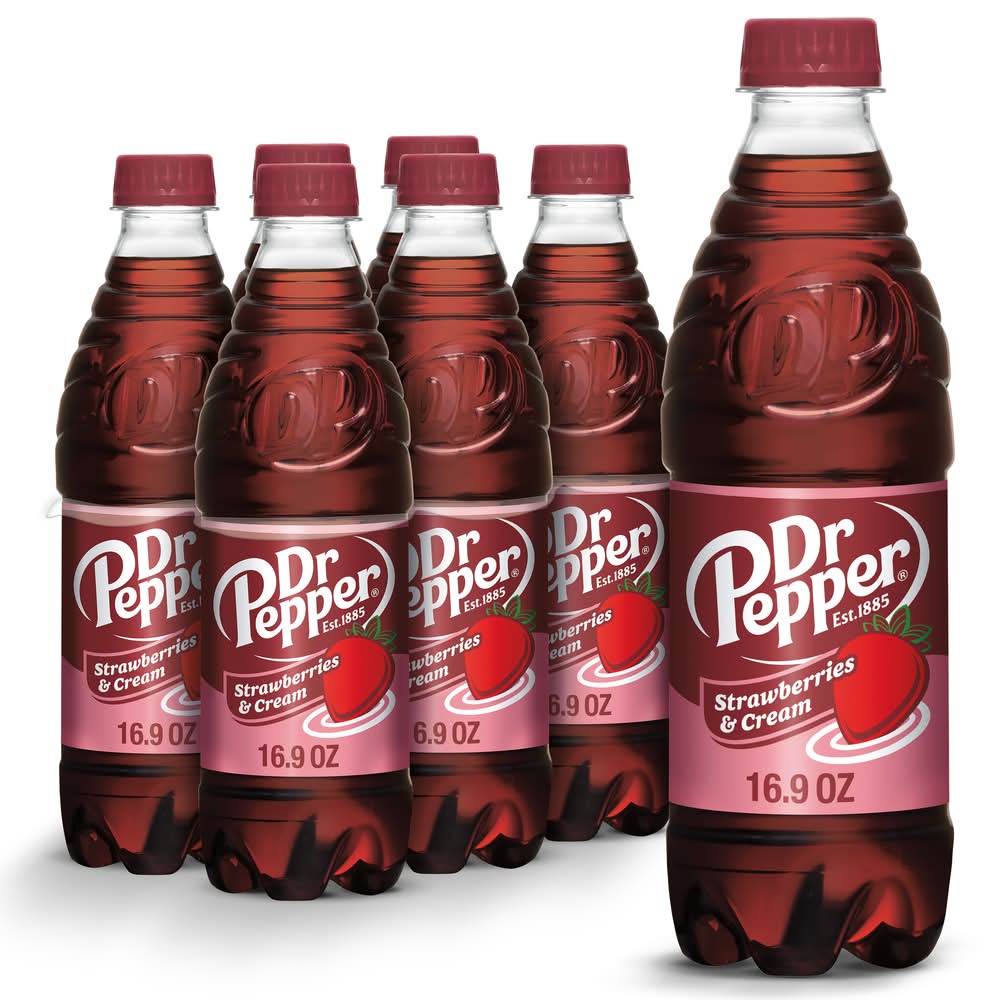 Dr Pepper Soda Pop, Strawberries-Cream (6 x 16.9 oz)