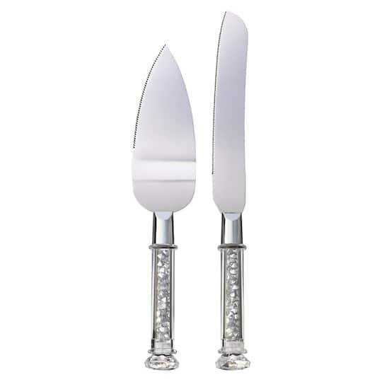 Celebrate It Wedding Cake Knife Set, Silver With Bling Embellishments (2 ct)