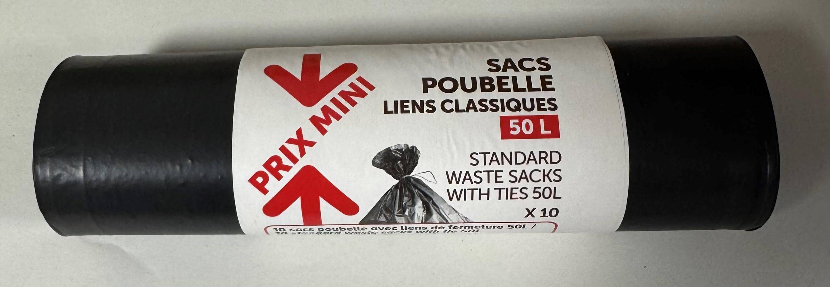 Prix Mini - Sacs poubelle liens classiques, 50 L (10)