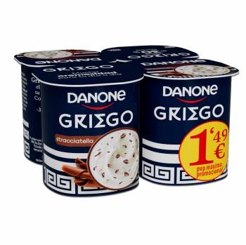 Yogur griego de stracciatella Danone sin gluten pack de 4 unidades de 110 g.