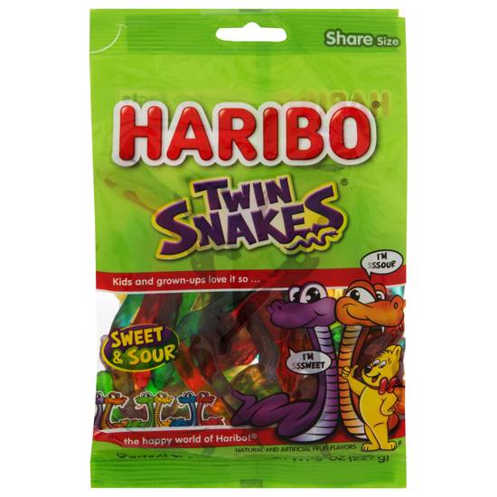 Haribo Twin Snakes Sweet & Sour Gummy Candy (8 oz)