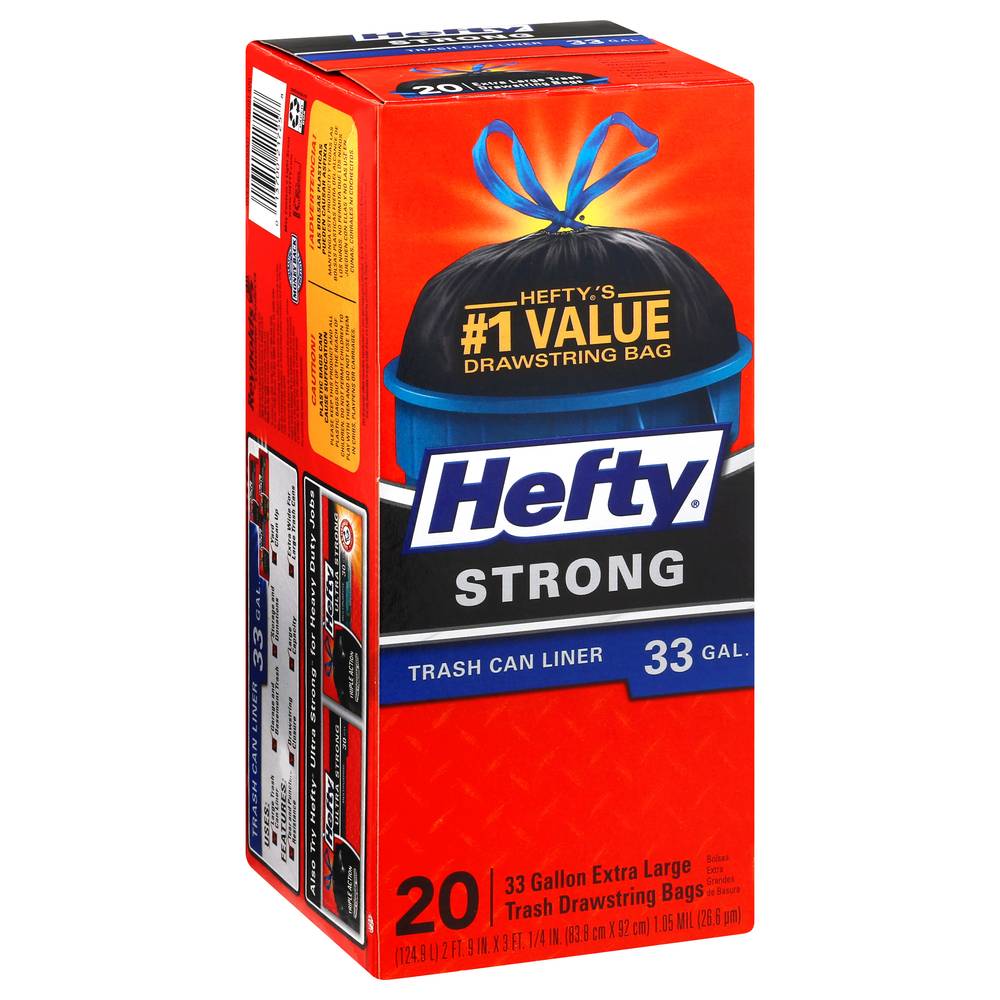 Hefty Strong 33 Gallon Extra Large Trash Drawstring Bags