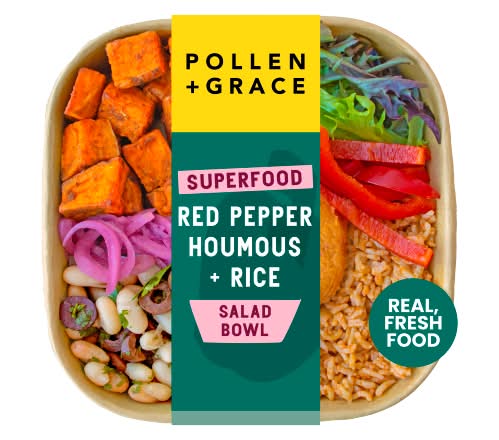 Pollen + Grace Superfood Red Pepper Houmous & Rice Salad Bowl (275g)