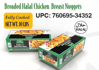 Garden Valley Breaded Halal Chicken Breast Nuggets, Fully Cooked - 10 lbs (Case of 1)