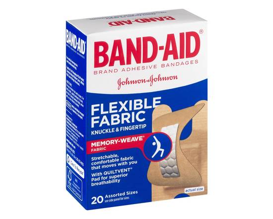 Band-Aid · Flexible Fabric Knuckle & Fingertip Adhesive Bandages (20 ct)