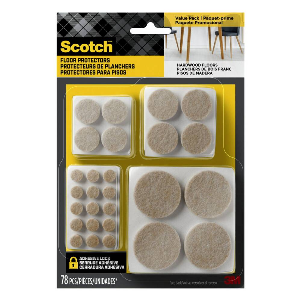 Scotch 78-Pack Assorted Beige Round Felt Furniture Pads | SP855-NA