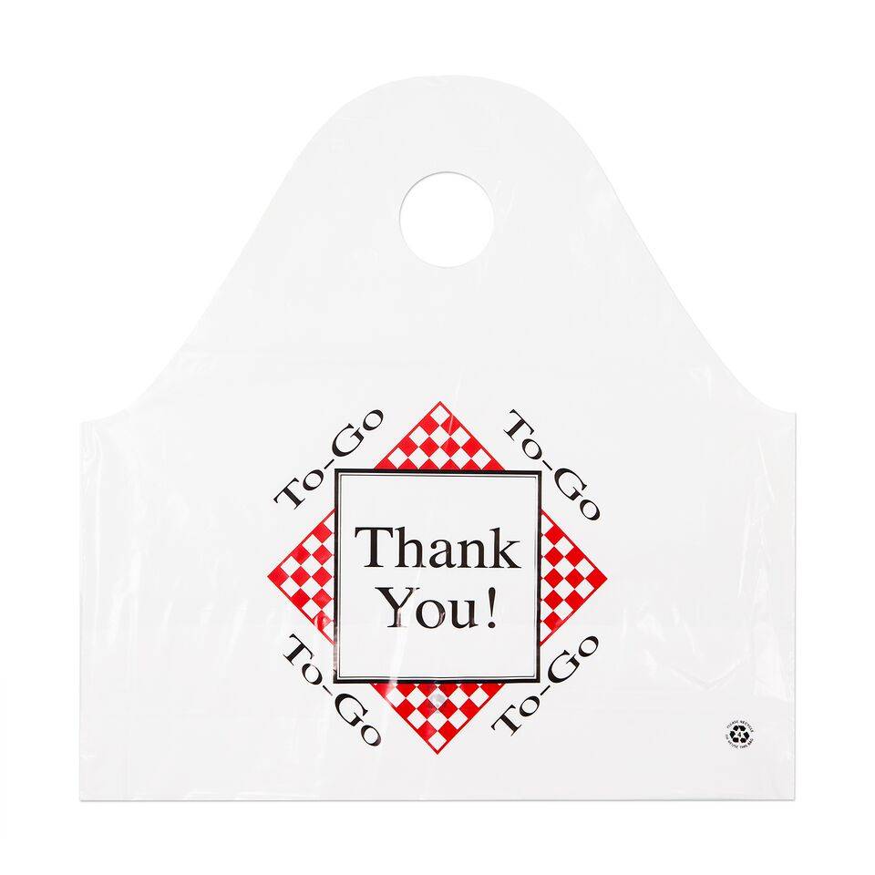 Plastic Take Out Bags, White with Red Thank You, 19x10x19, 1mil - 250/cs (1X250|1 Unit per Case)