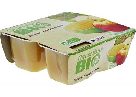 Compote pomme Bio CARREFOUR BIO - les 4 pots de 100g