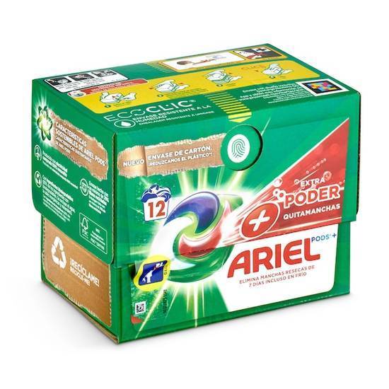 detergente máquina todo en uno ultra oxi Ariel caja 12 lavados