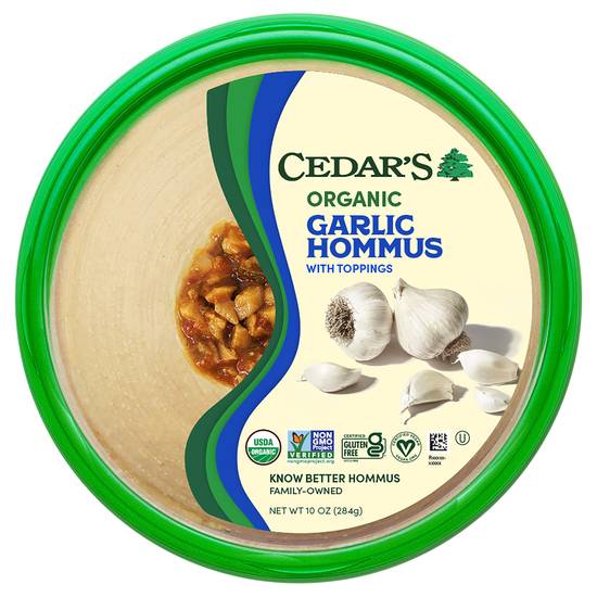 Cedar's Organic Garlic Hommus With Toppings