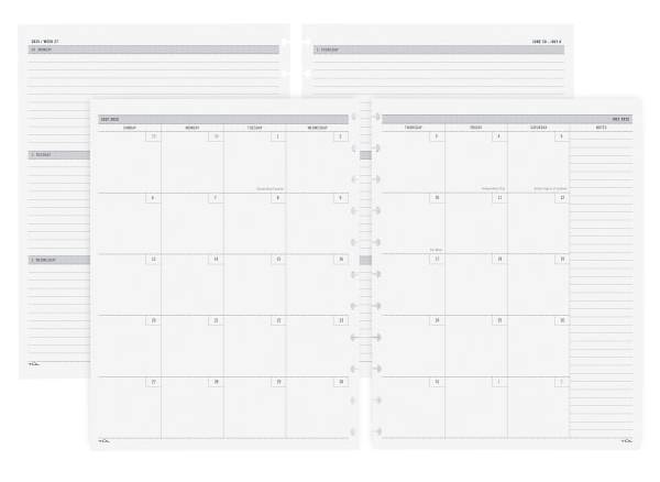 2025-2026 TUL® Discbound Academic Weekly/Monthly Refill Planner Pages, Letter Size, July To June