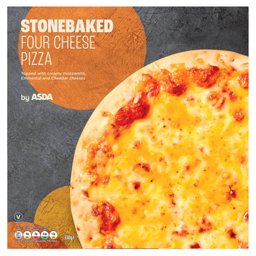 Asda Stonebaked Four Cheese Pizza 330g