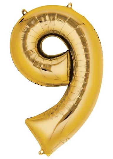 Inflated 34" Gold Mylar Number Balloon
