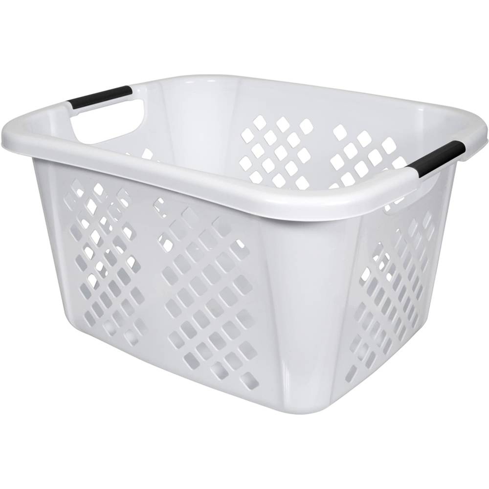 Style Selections 1.5-Bushel White Plastic Laundry Basket | 2253LWS-000-075