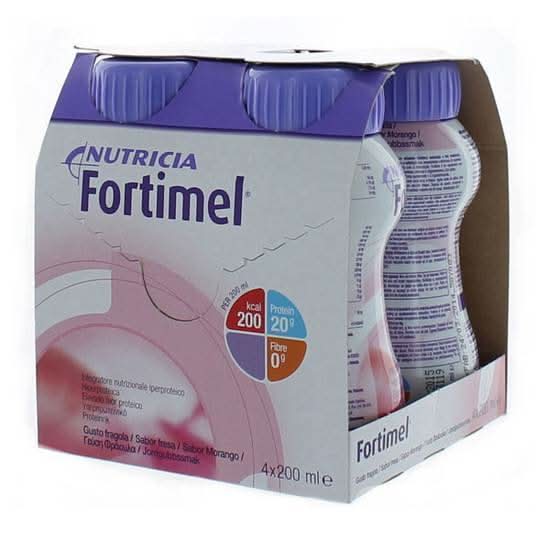 Suplemento Nutricional Proteíco Morango Fortimel emb. 4 X 200 ml