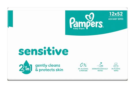 Pampers 2 In 1 Gentle Cleans & Protects Baby Wipes (12 pack)