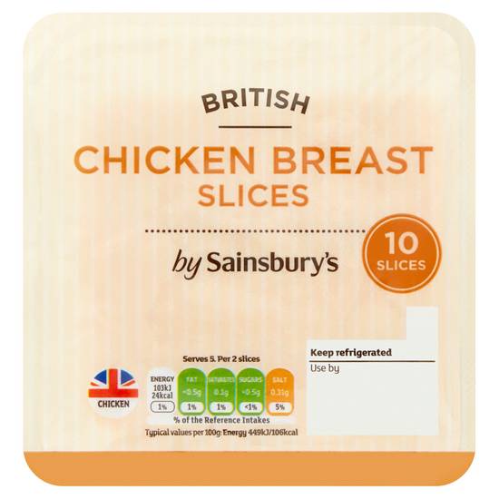 Sainsbury's British Cooked Chicken Breast Slices x10 115g