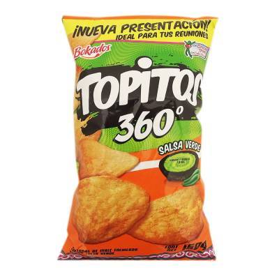 Bokados Tostadas de maíz enchilado topitos 360° salsa verde