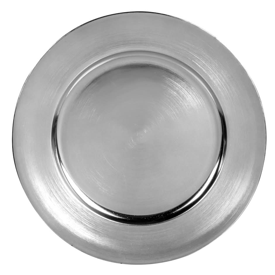 Metallic Plastic Charger Plate, 13 in, Silver
